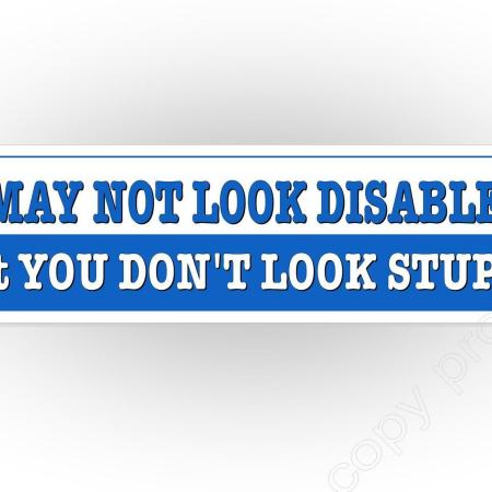 Bumper sticker with disabled logo