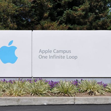 Photograph of a nameplate outside Apple's HQ
