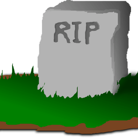 Clipart of a grave. The words RIP are on the tombstone