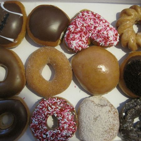 A tray laden with doughnuts