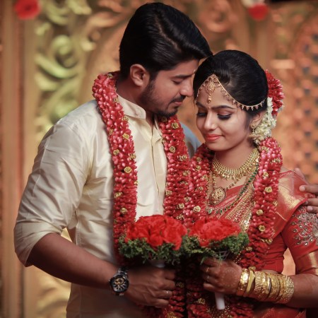 Photo showing a loving couple, perhaps just married?