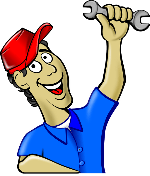 Clipart image of a smiling handyman, or mechanic