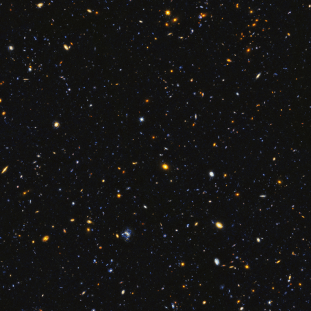 Photograph showing a black sky, littered with stars