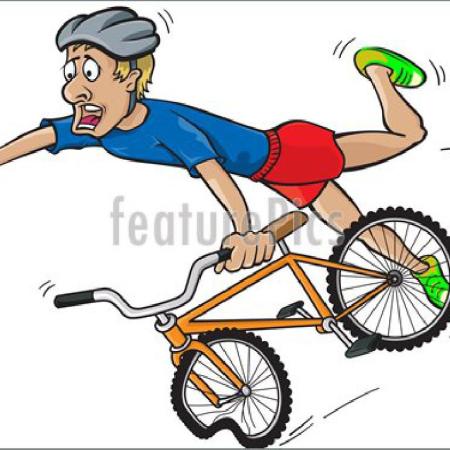 jokey clipart showing man flying off his bike
