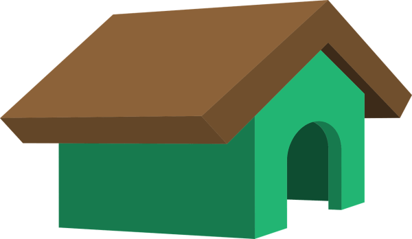 Clipart image of a dog kennel.