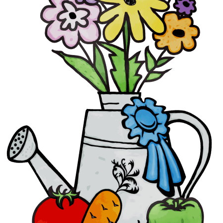 Horticultural clipart. Flowers, watering can, vegetables etc.