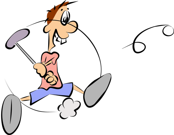 jokey clipart of man playing golf