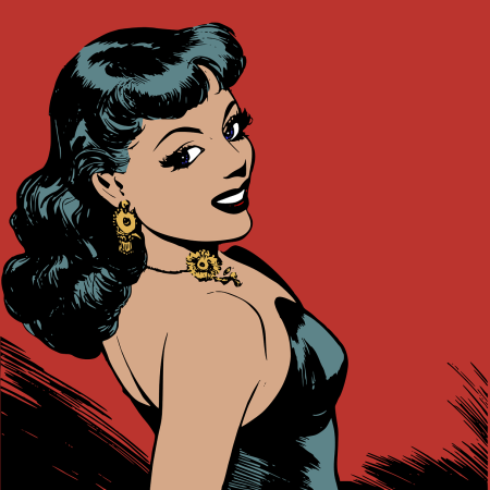 Clipart of a young, attractive, glamourous woman