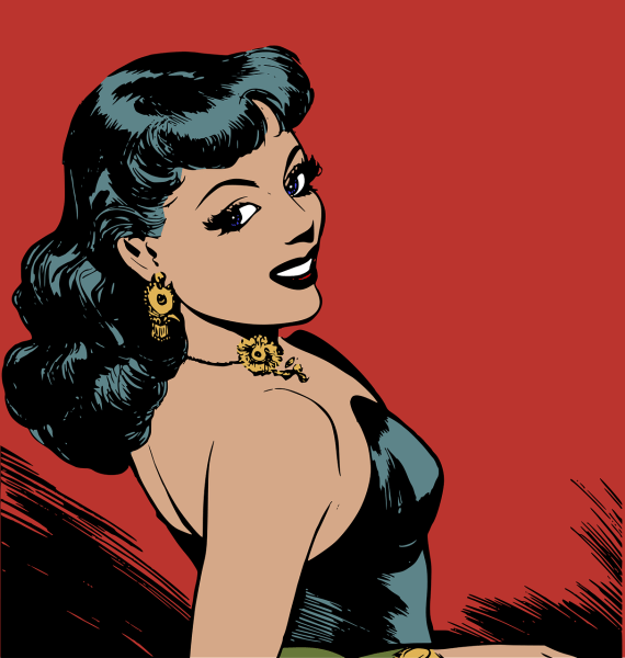 Clipart of a young, attractive, glamourous woman