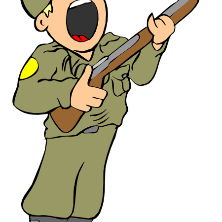 Jokey clipart image of a soldier