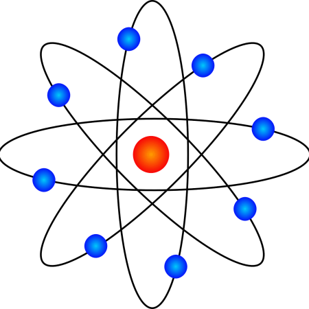 Clipart image showing an atom, with electrons orbitting around its nucleus.