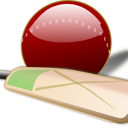clipart of a cricket bat and ball