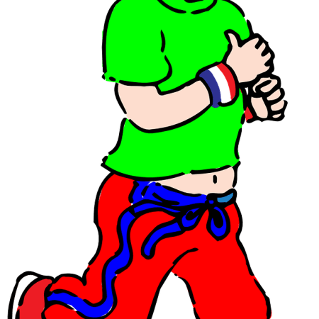 Jokey clipart showing a man running