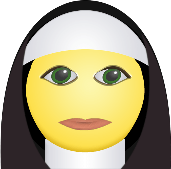 clipart showing a jokey image of a nun