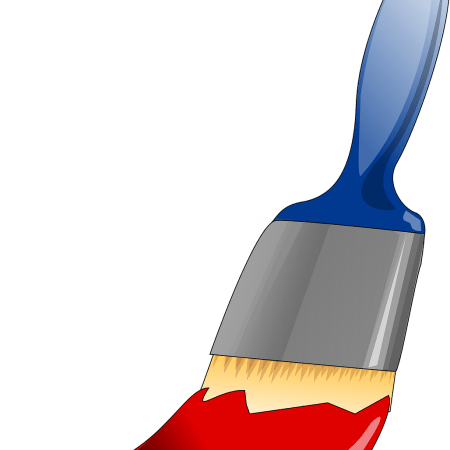 Clipart image of a paint brush containing red paint.