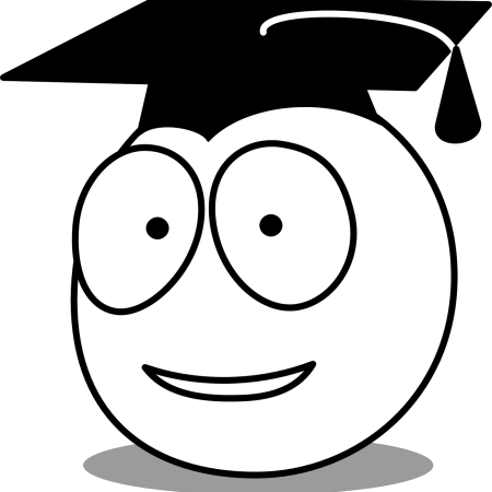 clipart showing a smiley, which has been made to look like a swotty schoolboy. complete with mortat cap.