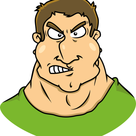 Jokey clipart of an angry man.