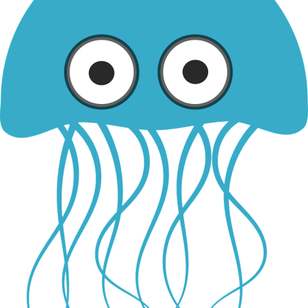 Jokey clipart image of a jellyfish.