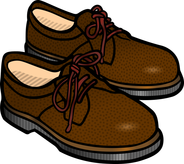 Clipart showing a pair of brown, mens shoes