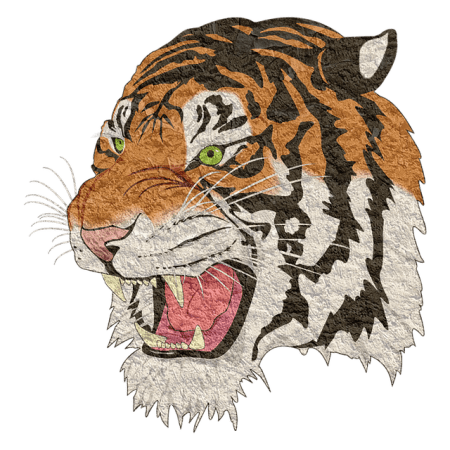 Clipart image showing the head of a roaring tiger,