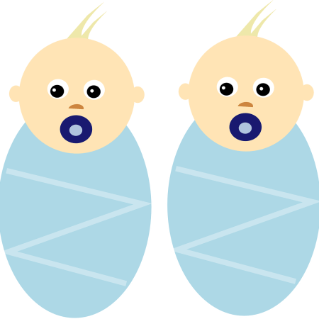 Clipart showing a pait of twin baby boys