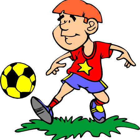 Clipart image of a boy playing soccer