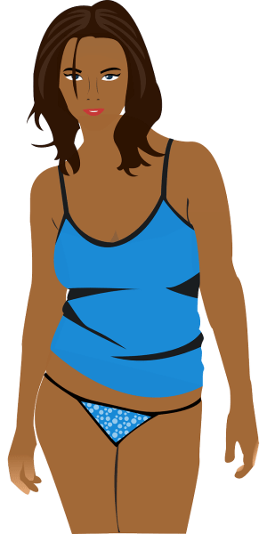 Clipart of a beautiful young woman, dressed only in underwear