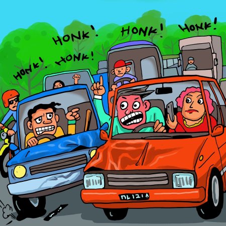Clipart showing an incident of road rage