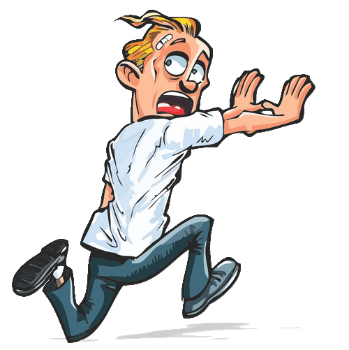 Clipart image of a man running away from something