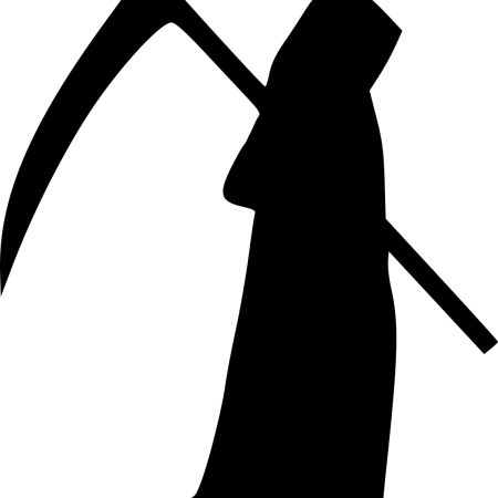 Clipart image showing silhouette of the Grim Reaper.