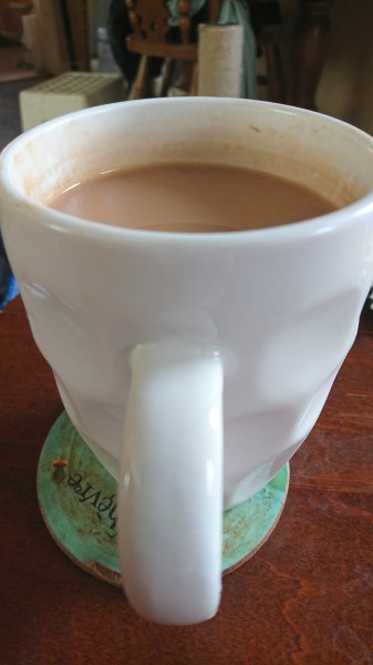 Photograph of a large mug of tea.