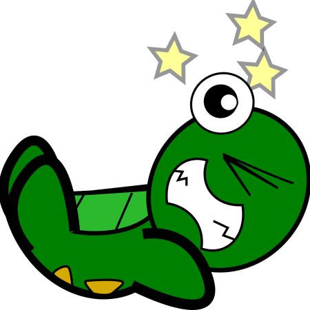 A clipart image of something. Some nondescript animal. However it is horizontaql and is seeing stars; it has obviously just fallen over.