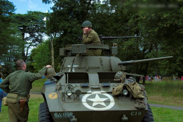 Photo of a US WWII armoured car, taken during a reenactment