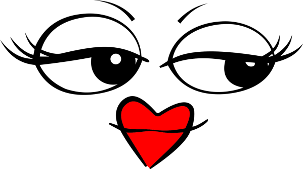 Clipart image of a woman's seductive lips and eyes