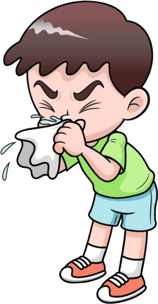 Clipart image of a young man sneezing