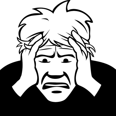 Clipart of a man with his head in his hands