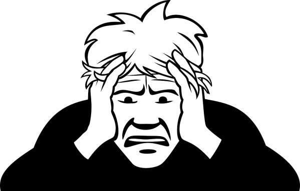 Clipart of a man with his head in his hands