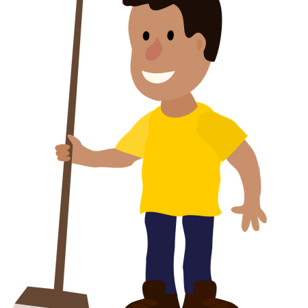 Clipart image of a man holding a broom