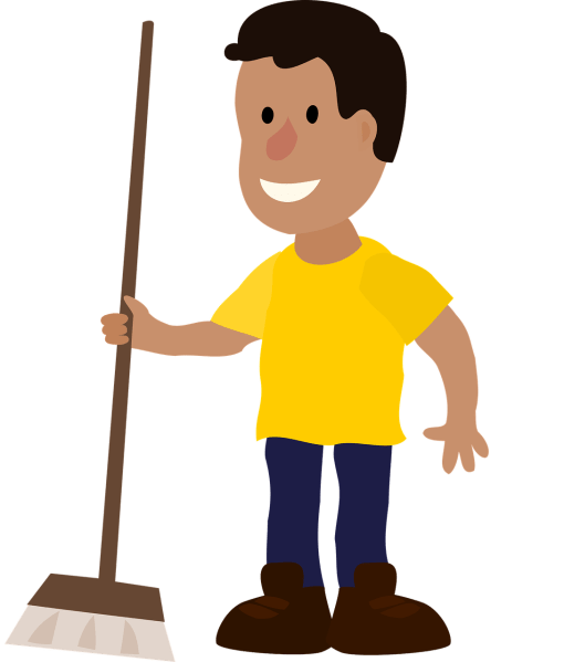 Clipart image of a man holding a broom