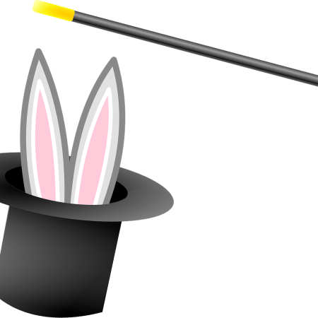 a magic wand, plus a top had with rabbit's ears poking out