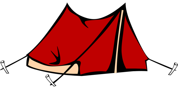 Clipart image of a red tent.
