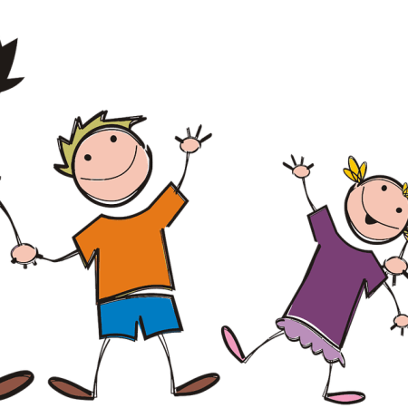 clipart image of a family unit, 2 adults, one boy, one girl