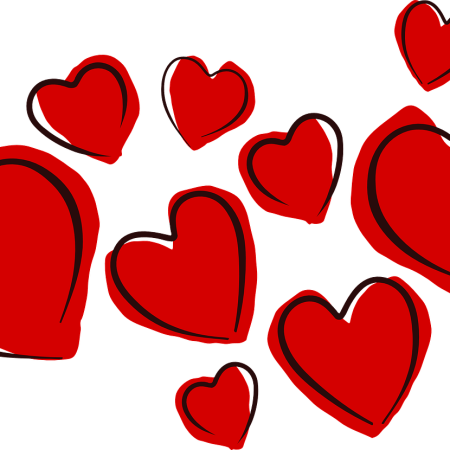 A collection of red hearts