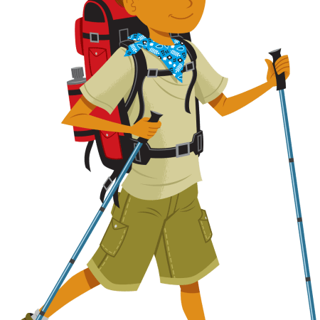 Clipart image of a man hiking/climbing