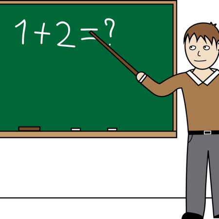 clipart image of a teacher standing at a blackboard