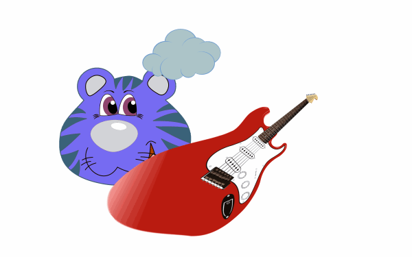 clipart of a tiger and a guitar