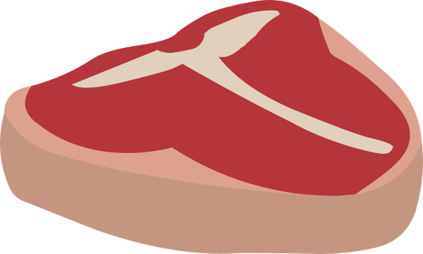Clipart image of a raw, t-bone steak.