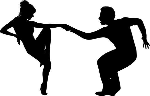 Clipart image of a couple dancing, looks like the jive.