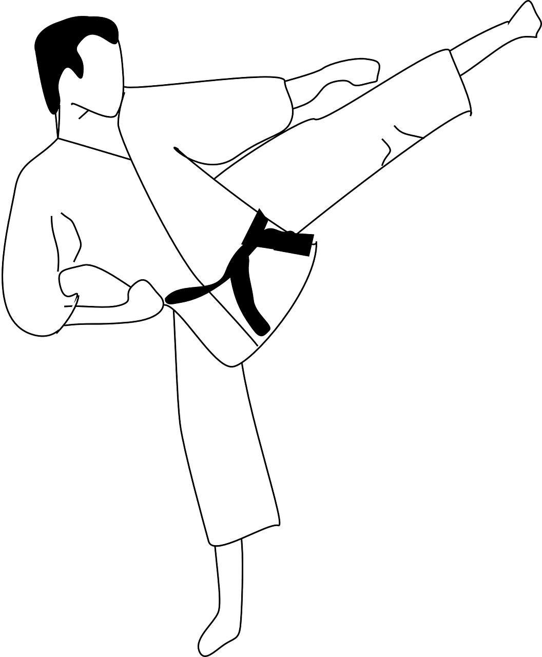 Clipart of a man kicking at judo.