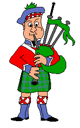 An image of a Scotsman, dressed to the nines, in a kilt and playing the bagpipes